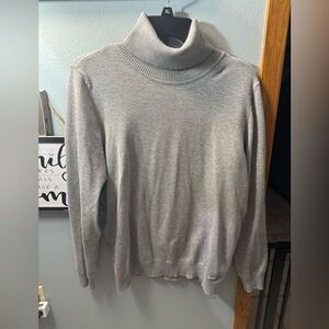 Calvin Klein Womens Ribbed Trim Turtleneck Turtleneck Sweater Size XL Light Gray